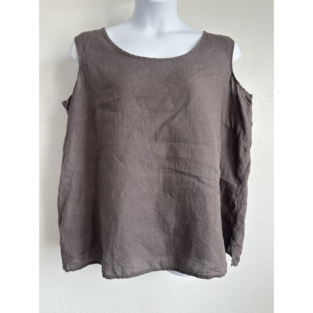 Taupe Flax Sz: 2G = 22/24 Tank Tunic Women's Minimalist Lagenlook Linen